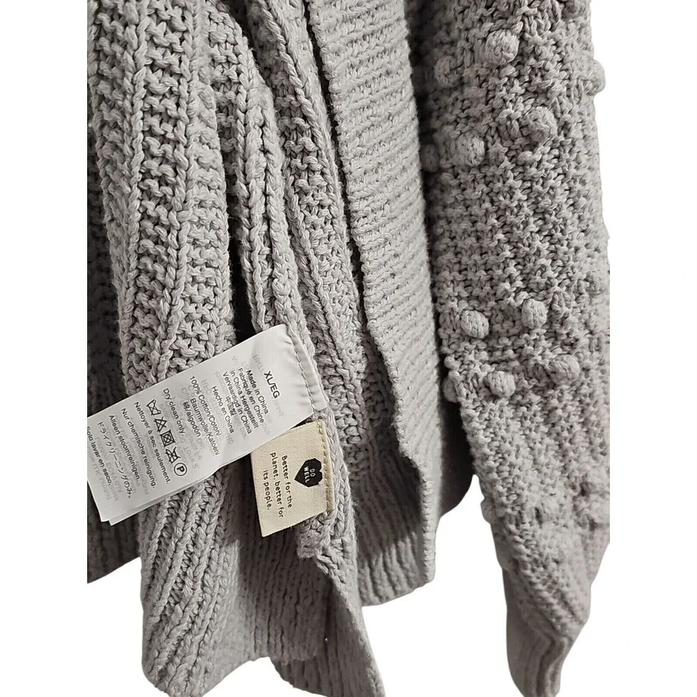 Madewell Bobble Sleeves Gray Cardigan Sweater Knit Open Front‎ Pockets XL Nwot